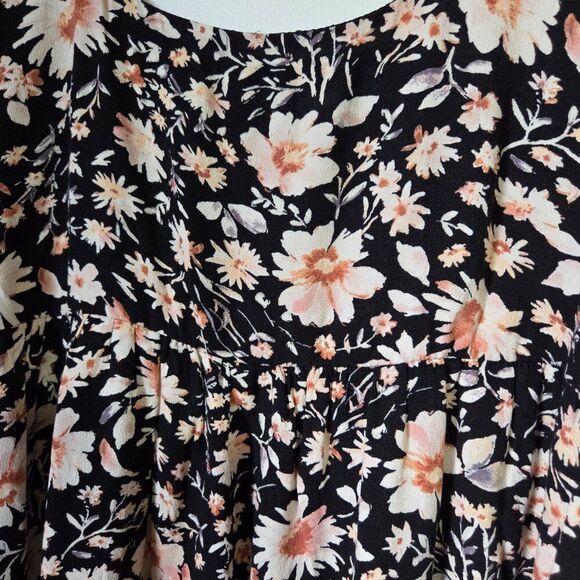 EUC AMERICAN EAGLE OUTFITTERS FLORAL DEEP SCOOP NECK BABYDOLL DRESS SIZE M - Picture 7 of 16